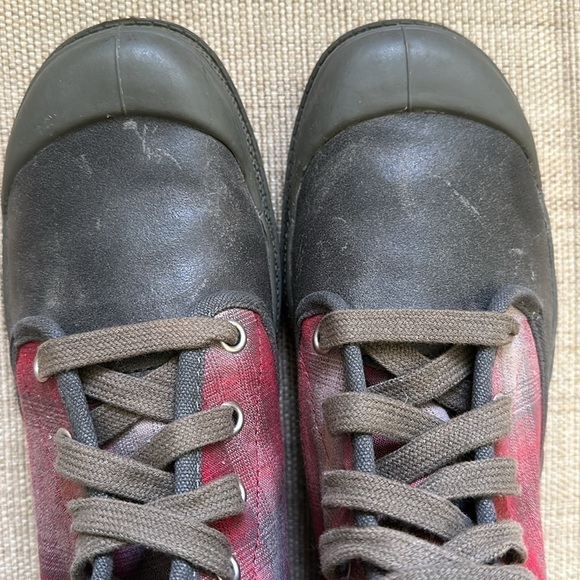 Palladium Baggy Womens Canvas/Leather Plaid High Top Sneaker Charcoal/Red US 7.5 - Picture 6 of 10